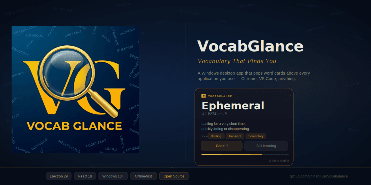 VocabGlance — Windows Vocabulary Reminder